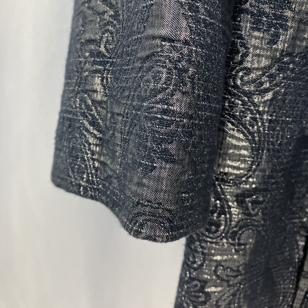 Alfred Dunner Coat Jacket Blue Silver 3/4 Sleeve Button Metallic Women 18W - Picture 4 of 7